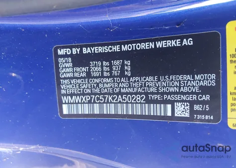 2019 Mini Hardtop Cooper S из США, поврежденный, VIN WMWXP7C57K2A50282